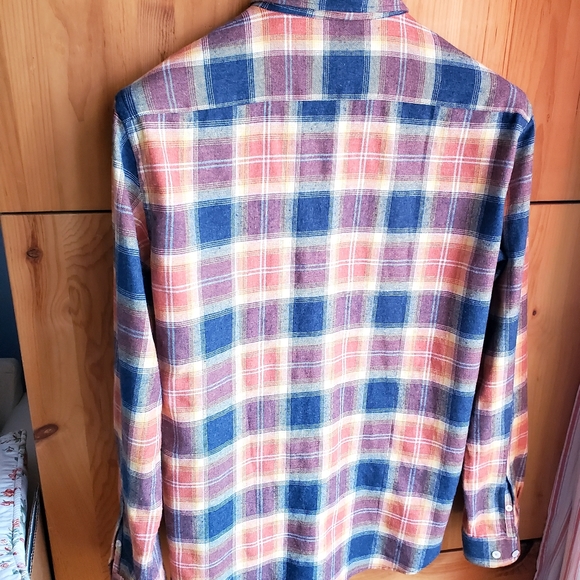 Scott Ellis Men's Orange & Blue Plaid Flannel Button Down Shirt size Med… - Picture 4 of 7